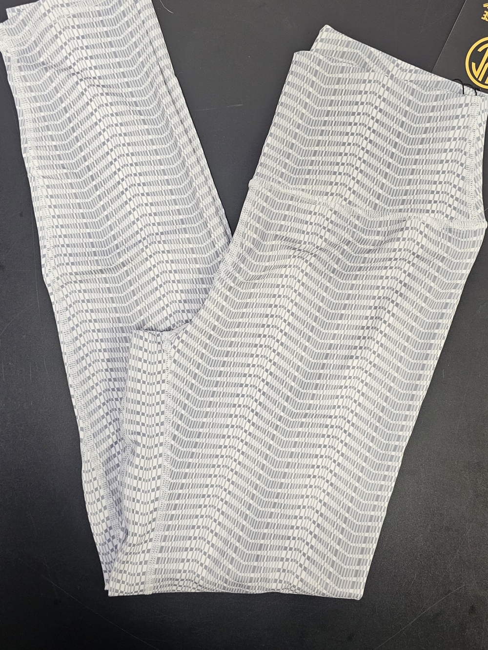Til You Collapse White and Light Gray Patterned Leggings